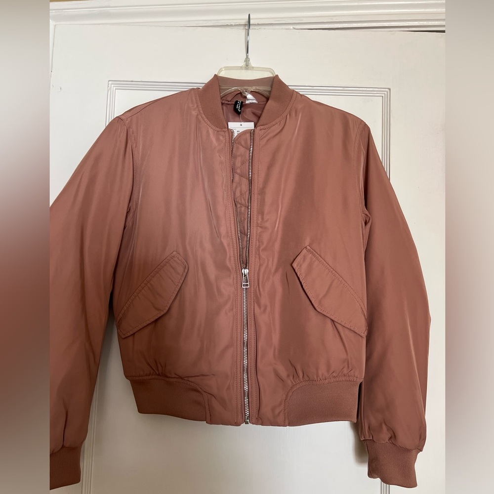 NWT H&M Divided Dusty Rose Pink Bomber Jacket Extra Small XS